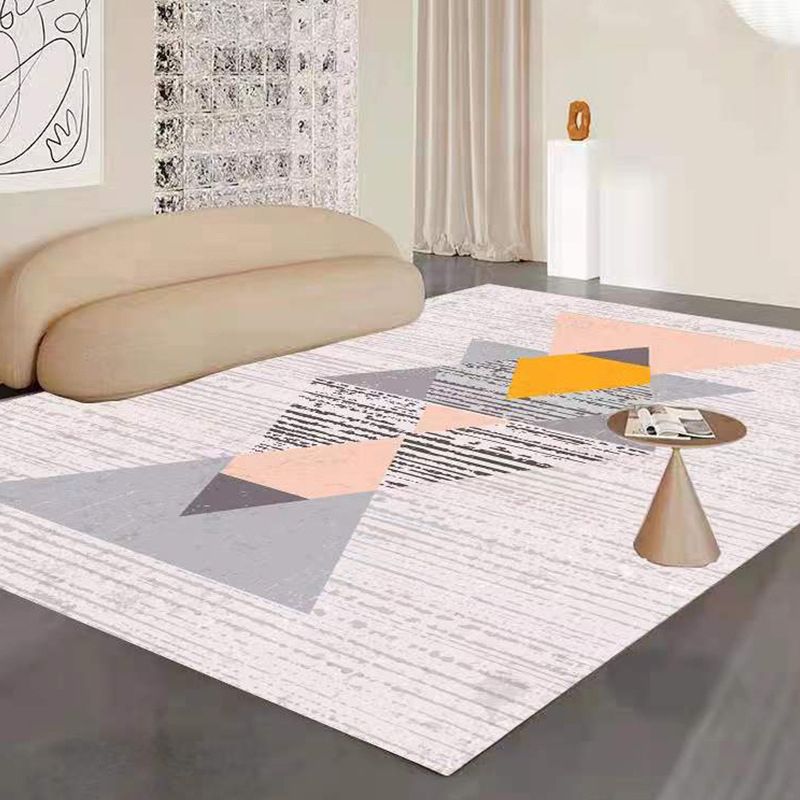 White Color Lump Rug Polyester Simple Rug Stain Resistant Rug for Drawing Room