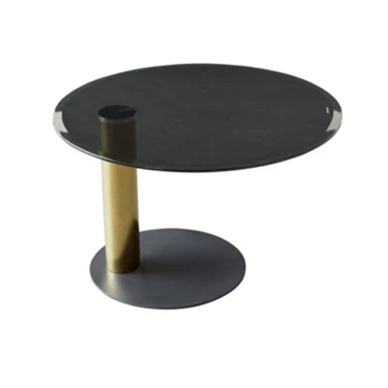Modern Style Round Wood Table with Abstract Base Coffee Table