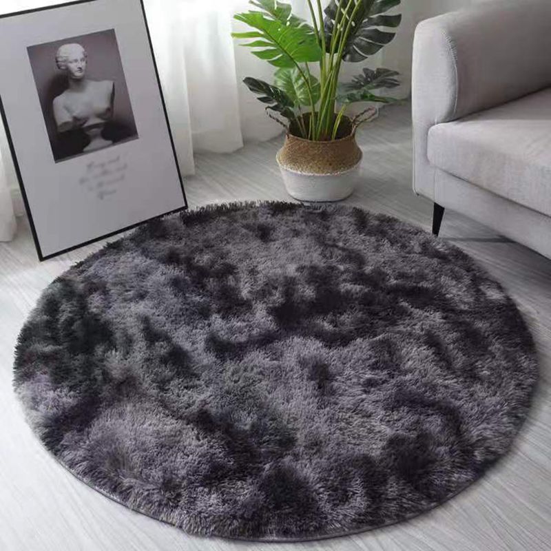 Mehrfarbiger, schlichter Batik-Teppich, moderner Shag-Teppich mit runder Fläche, Polyester-Teppich mit rutschfester Rückseite für die Inneneinrichtung