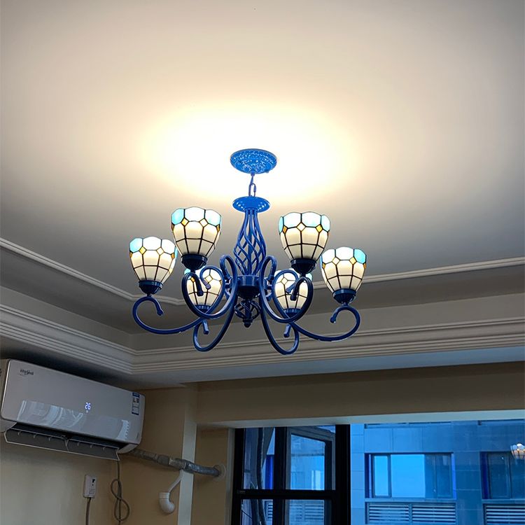 Lampadario artistico artigianato a mano multicolori lampadario a scorrimento delle braccia mediterranee