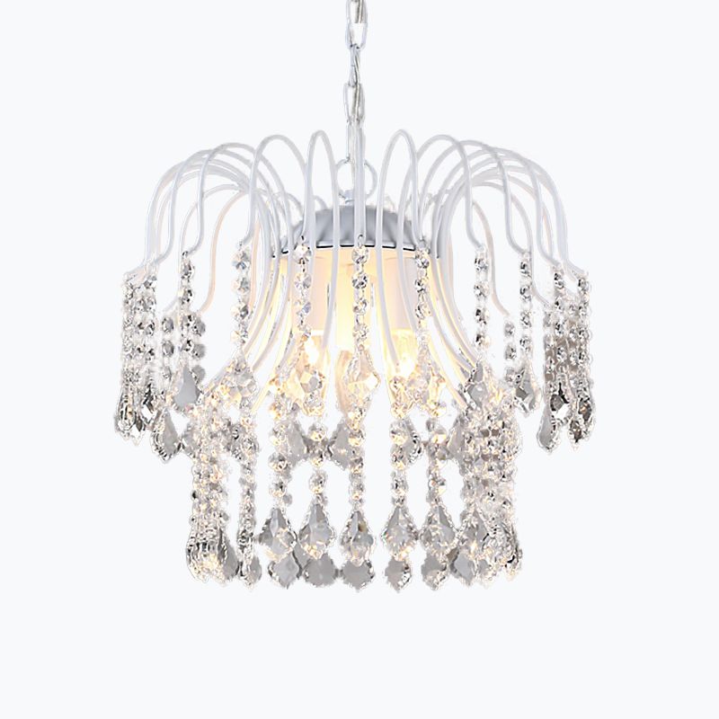 Lámpara de lámpara de lámpara de cristal de 3 luces Luz de techo colgante contemporánea en acabado negro/blanco