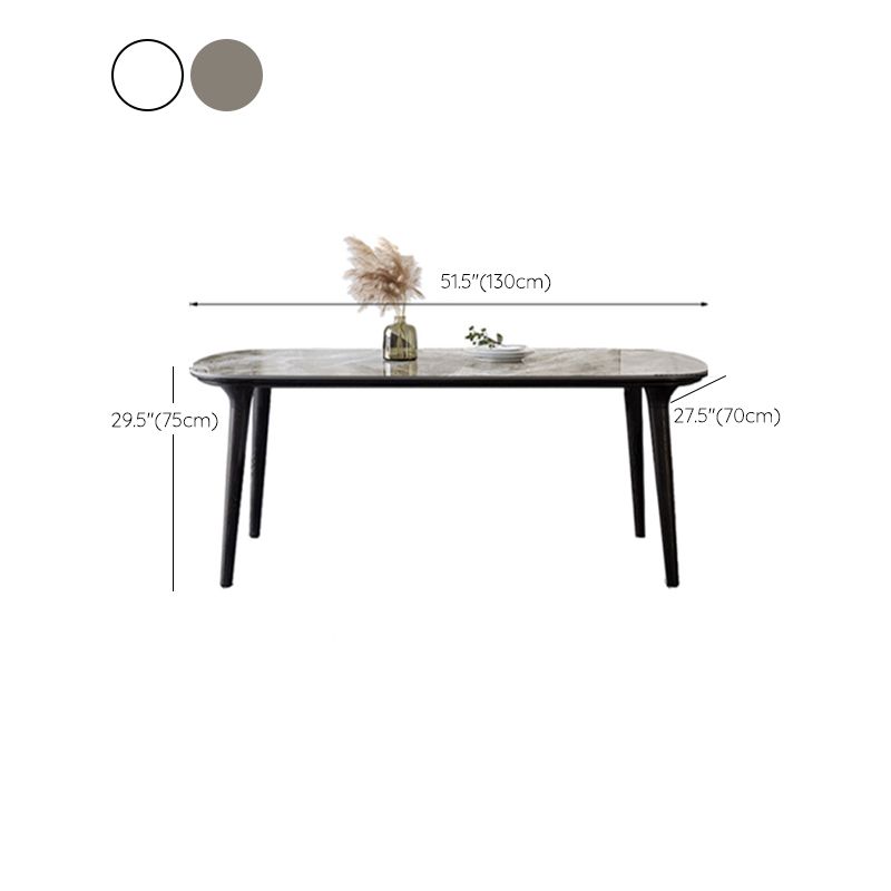 Industrial Sintered Stone Top Dining Table Rectangle Dinette Table with Wooden Base
