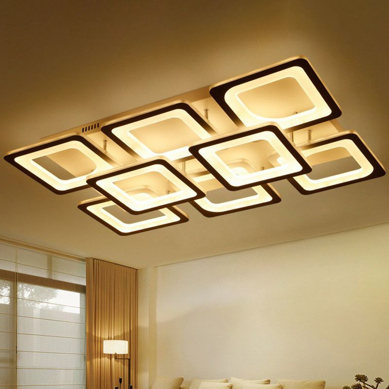 Luz de semi flush rectangular nórdica sala acrílica de acrílico led monte de montaje de montaje en blanco en blanco