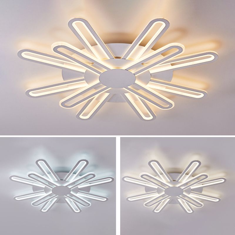 White Sputnik Flush Ceiling Lamp Minimalism LED Acrylic Flushmount for Living Room