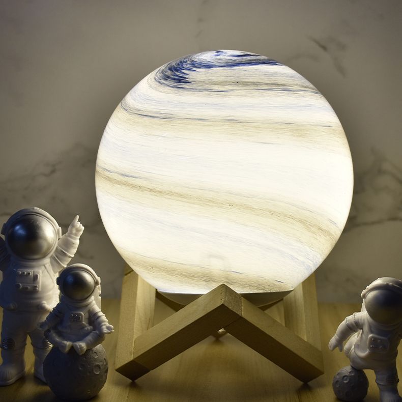 Lampe de table de style moderne 1 lumière de bureau en bois avec nuance en verre pour le salon