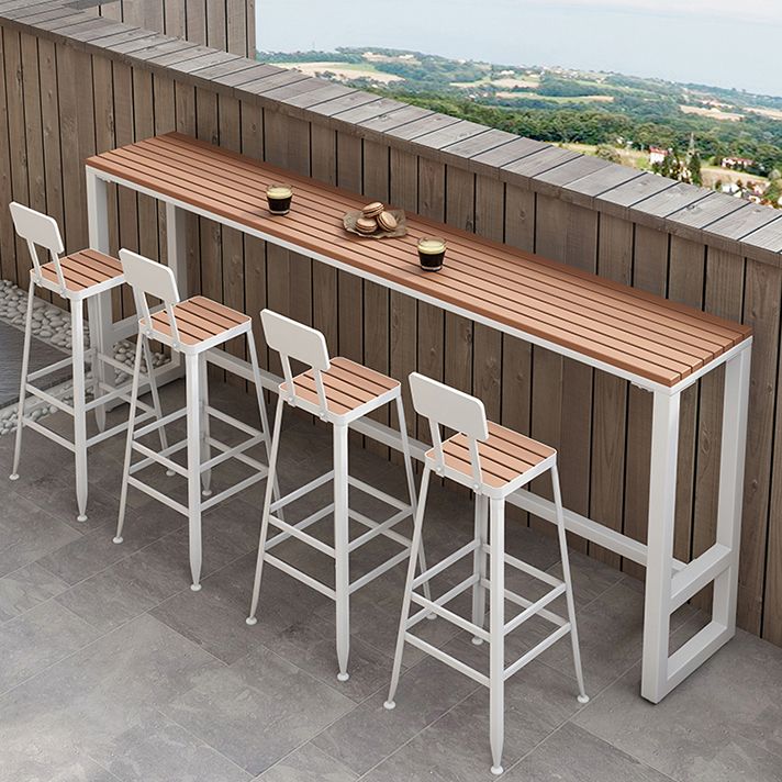 Rectangle Footrest Pub Dining Set 1/4/5 Pieces Outdoor Industrial Bar Pub Table Set