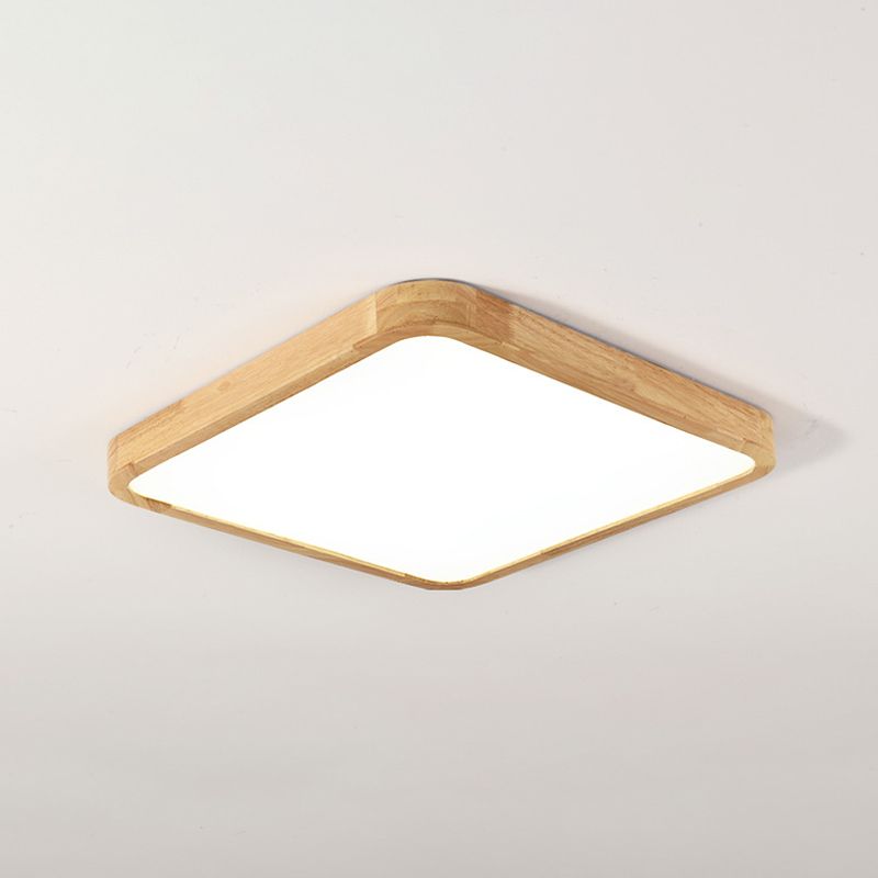 1-Light Wood Ceiling Light Fixtures Modern Style Geometric Semi Flush Mount Lighting