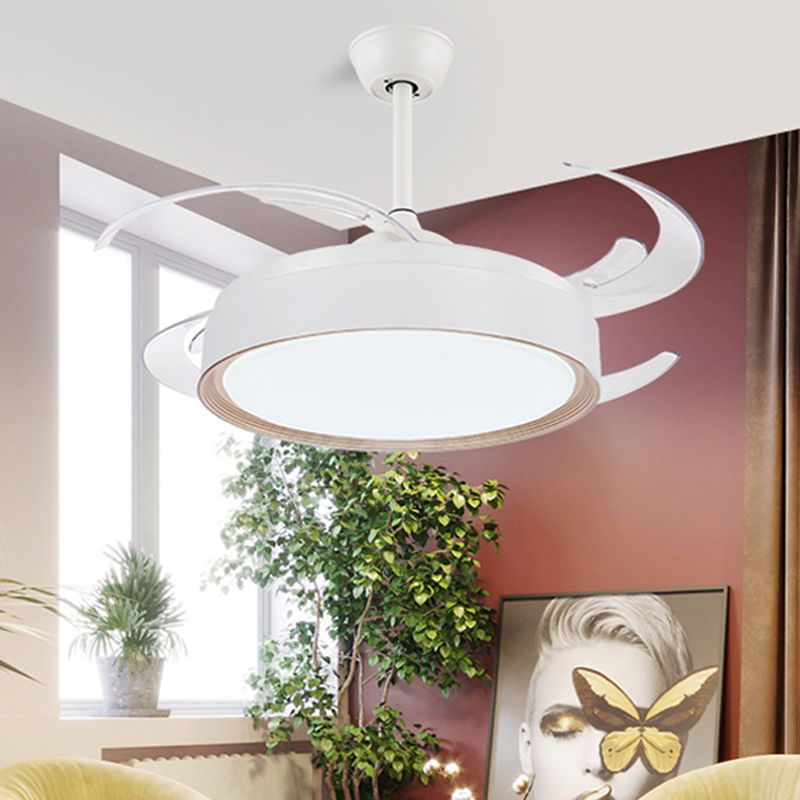 Éclairage rond en acrylique léger léger minimaliste LED LEM MONT SEMI FUSH LAMPE en blanc avec 4 lames, 48 "W