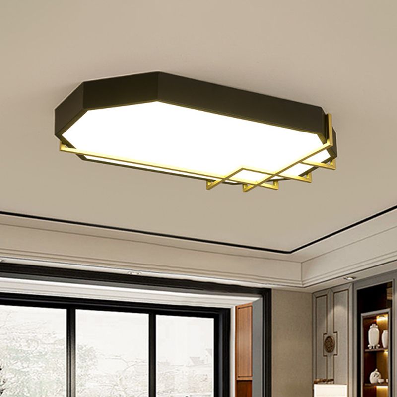 Black-Gold Geometric Ceiling Mounted Light Modern 23.5"/31.5" Long LED Metal Flushmount Lamp
