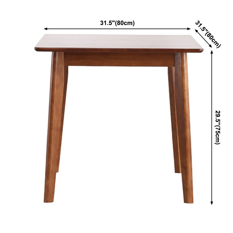 Square Shape Industrial Dining Table Wood Color Fixed Table with Rubberwood Solid Wood