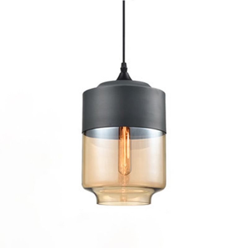 Geometric Hanging Lights Industrial Style Glass 1 Light Pendant Light Kit in Black