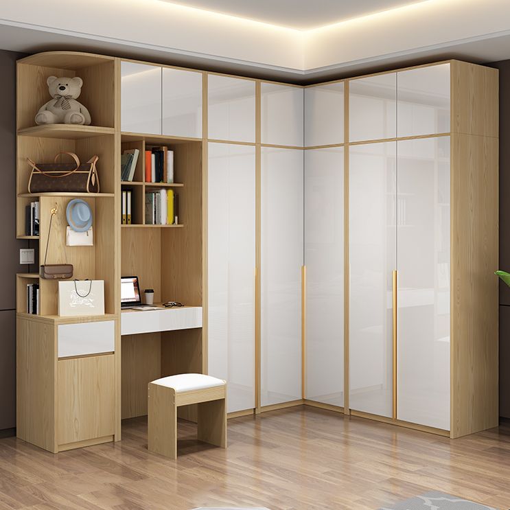 Hinged Storage Cabinet Engineered Wood Wardrobe Cabinet for Home