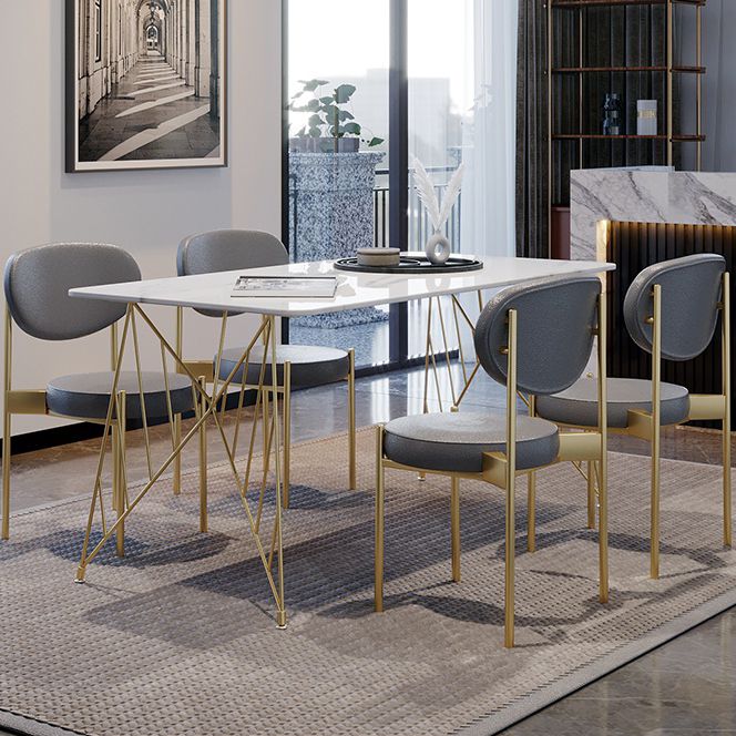 White Stone Top Dining Table Set 1/2/5 Pieces Contemporary Indoor Dinette Set