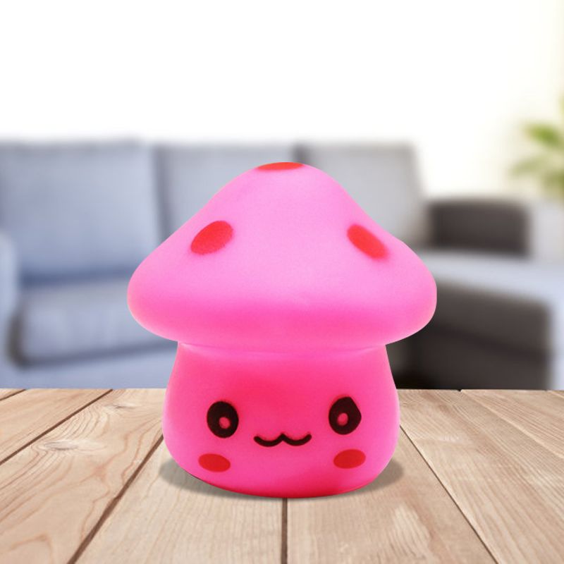 Mini Mushroom Plug-in Nightlight Cartoon Plastic Nursery LED Wall Lamp in 7 Color Light, White/Red/Blue