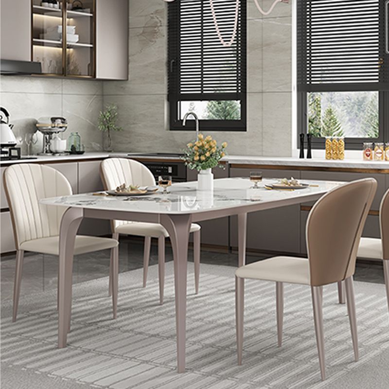 Modern Rectangular Table Sintered Stone Dining Table with 4 Legs for Home