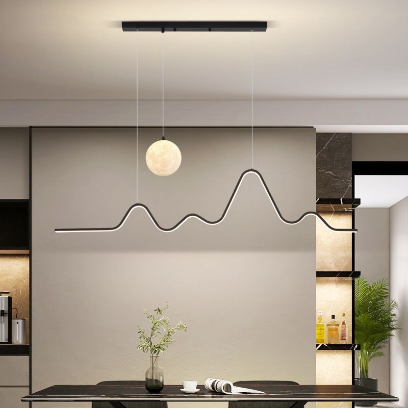 2-Light White / Golden / Black Modernism Style Unique Kitchen Island Lighting