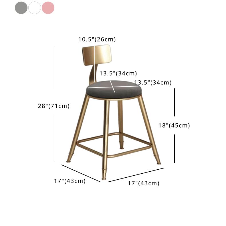 Glam Velvet Low Back Bar Stool Matte Finish Footrest Home Stool