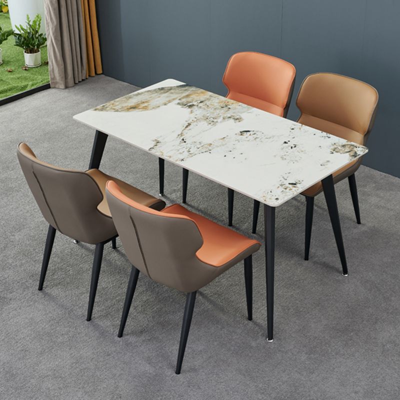 Matte Finish Wingback Chair with Black Legs Contemporary Side Chair for Dining Room