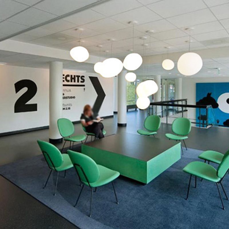 Nordique pavé pavé en verre blanc lampe à la suspension de la salle à manger 1