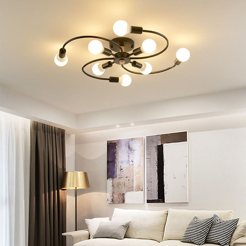 Industrial Ceiling Lamp Simple Metal Flush Mount Light Fixture for Bedroom