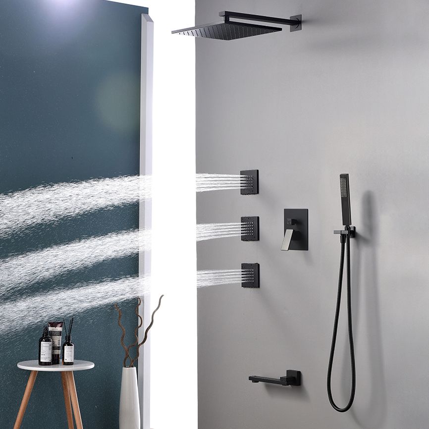 Modern Shower Faucet Brass Square Adjustable Shower Head Wall Mounted Shower Set