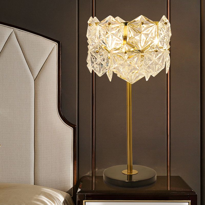 Gold Snowflake Shaped Table Lamp Simplicity 6 Bulbs K9 Crystal Night Table Light for Bedroom