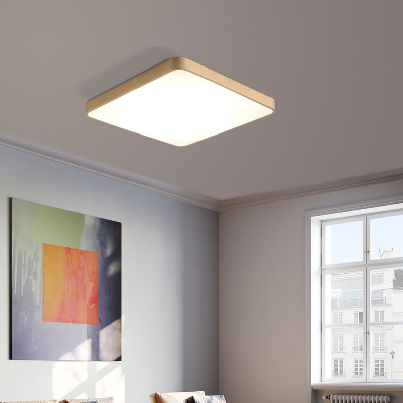 Nordic Modern Style Geometric Ceiling Lamp Copper 1 Light Flush Mount Lamp for Bedroom