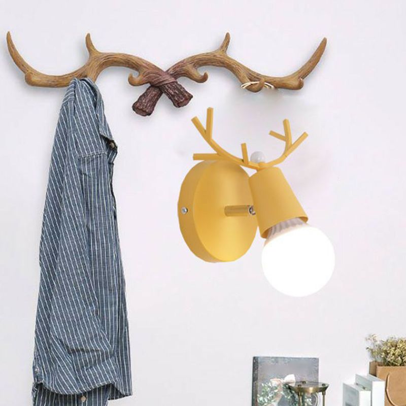 Antler Wall Mounted Reading Light Nordic Metal 1-Light Bedside Wall Lamp with Pivot Joint