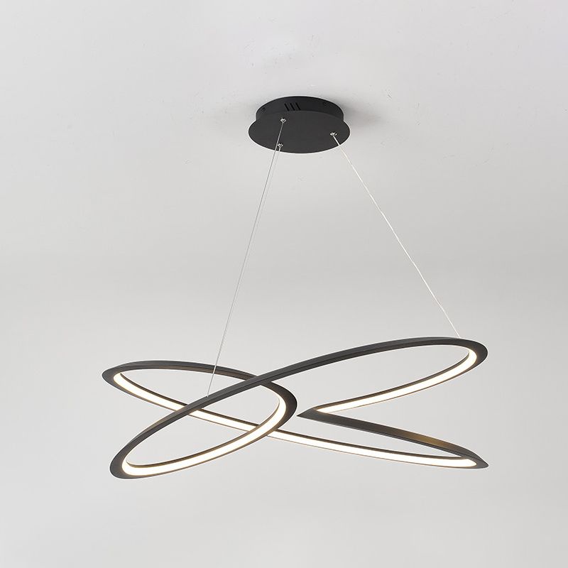 Twisting Pendant Lighting Fixture Modern Metal Single Light Chandelier Lamp in Black