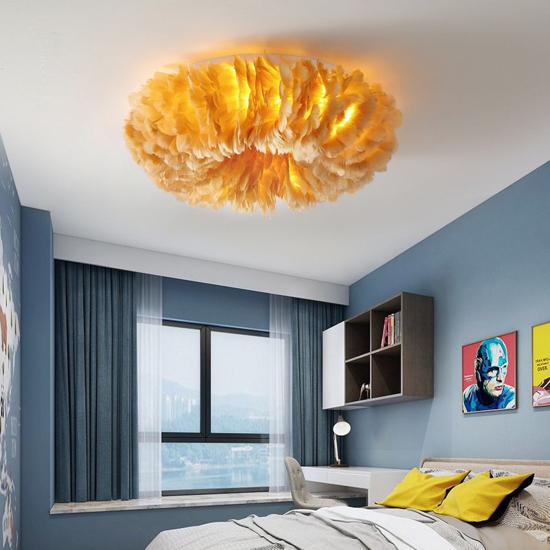 Donut En Forma De Habitación Para Niñas En Forma De Rubor Techo Ligero Pluma Modernista Montaje De Iluminación Montaje
