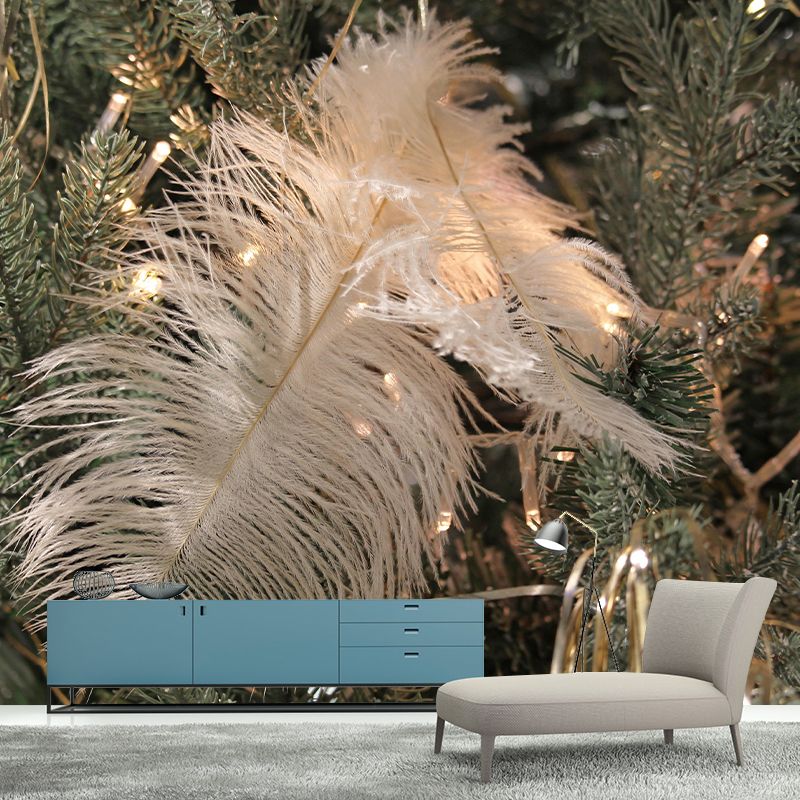 Beautiful Bird Feather Wall Mural Wallpaper Mildew Resistant Wall Covering for Decoration