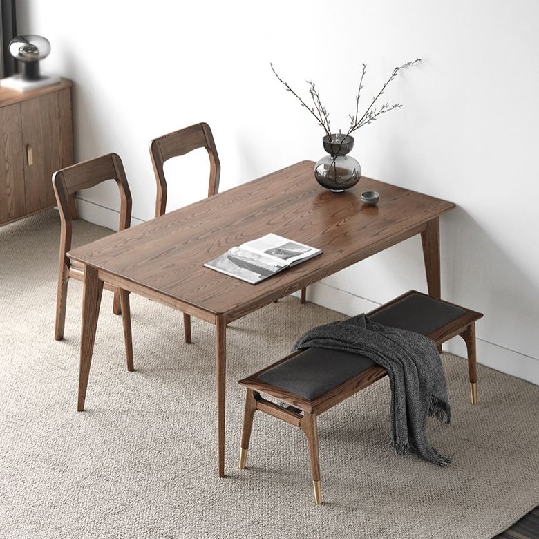 Contemporary Style 1/3/4/5 Pieces Furniture Rectangle Solid Wood Dining Table Set for Home