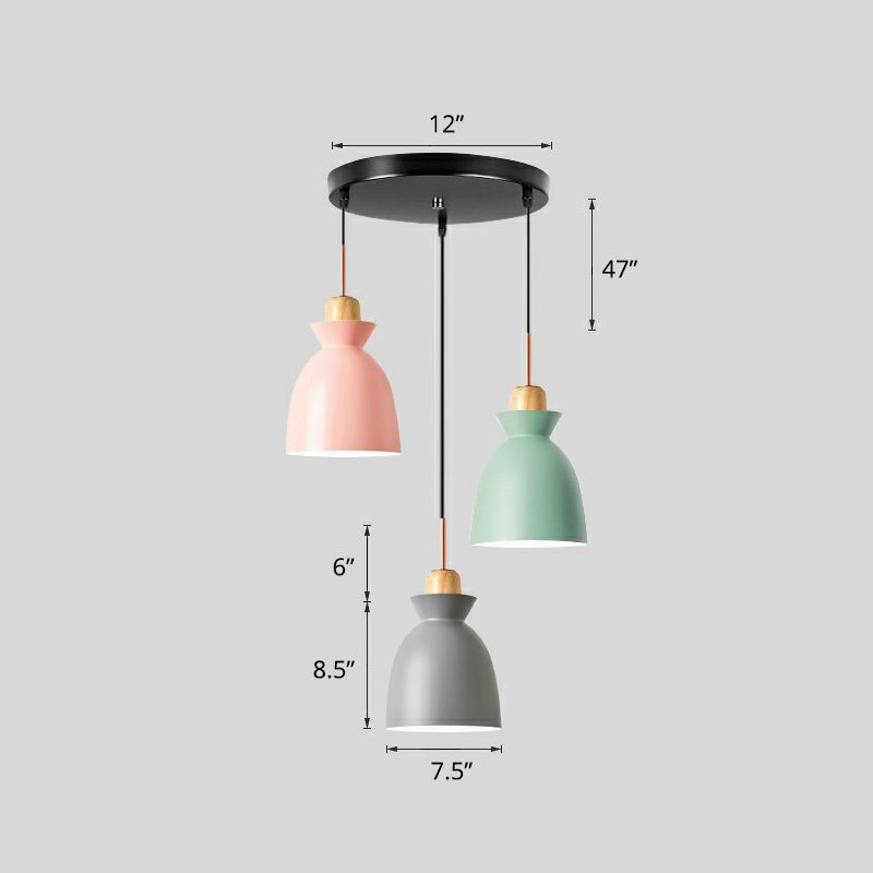 MACARON 3-Licht-Pendellampe Black Geometrisches Multi-Deckenleuchte mit Metallschatten für das Restaurant