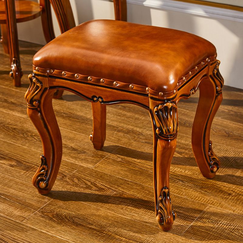 17.71" Wide Brown Vanity Set with Mirror Wood Vanity Tables with 3 Storage Drawers