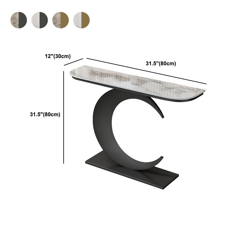 Abstract Glam Slate/metal Half Moon Stain Resistant Console Table for Hall