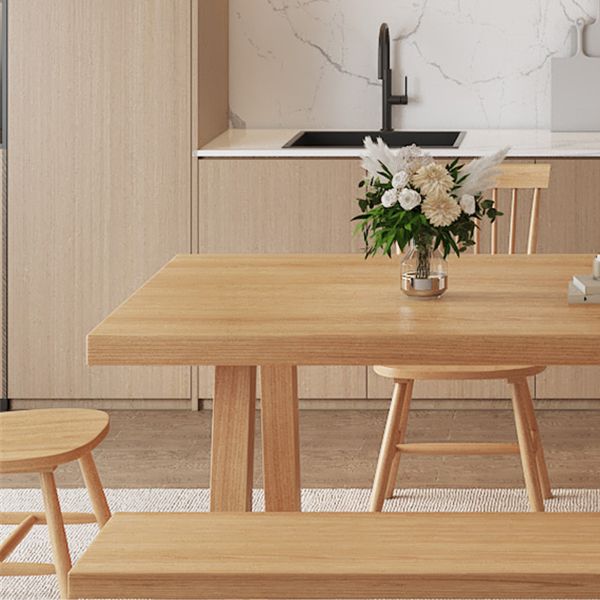 Simplicity Style Dinette Table Rectangle Solid Wood Dinner Table in Brown