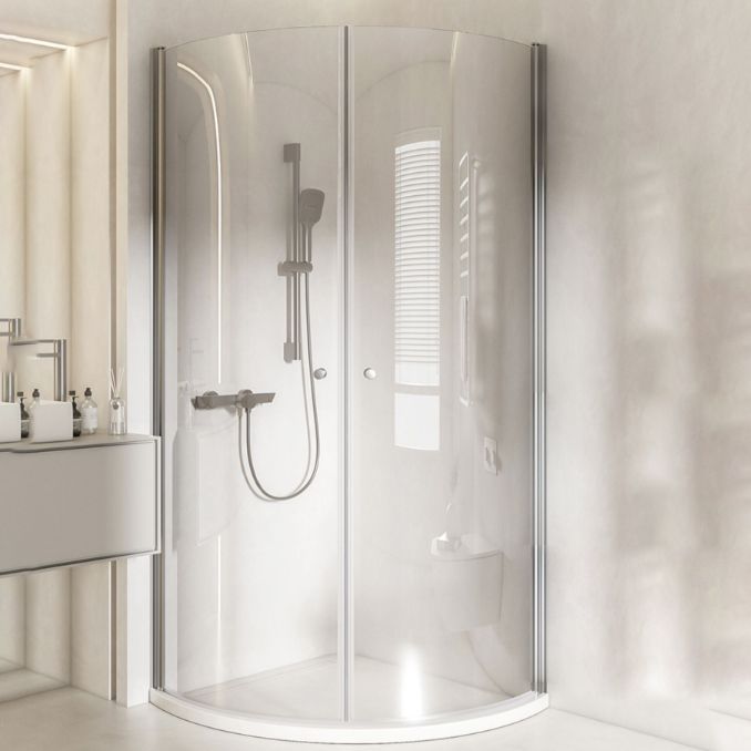 Hinged Door Shower Enclosure Tempered Glass Semi-Frameless Shower Enclosure