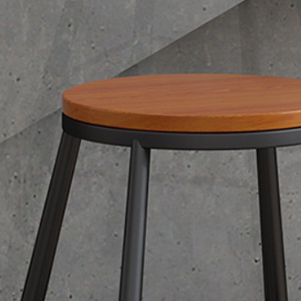 Modern Armless Counter Stool Iron Kitchen Bar Stool with Seat and Pedal