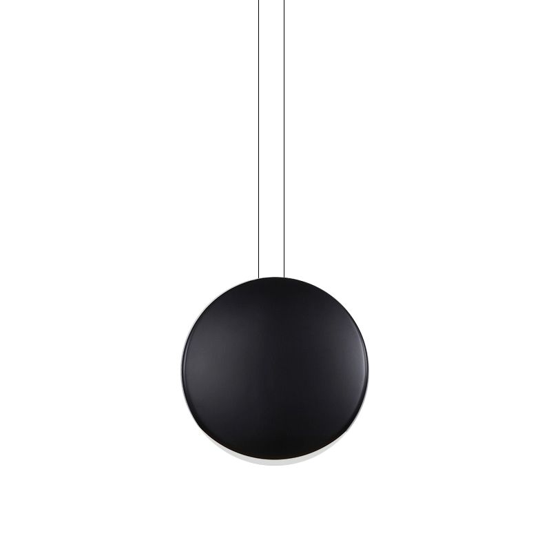 6"/8" Wide Round Pendant Ceiling Light Nordic Metal LED Black/White/Grey Hanging Lamp in Warm/White Light