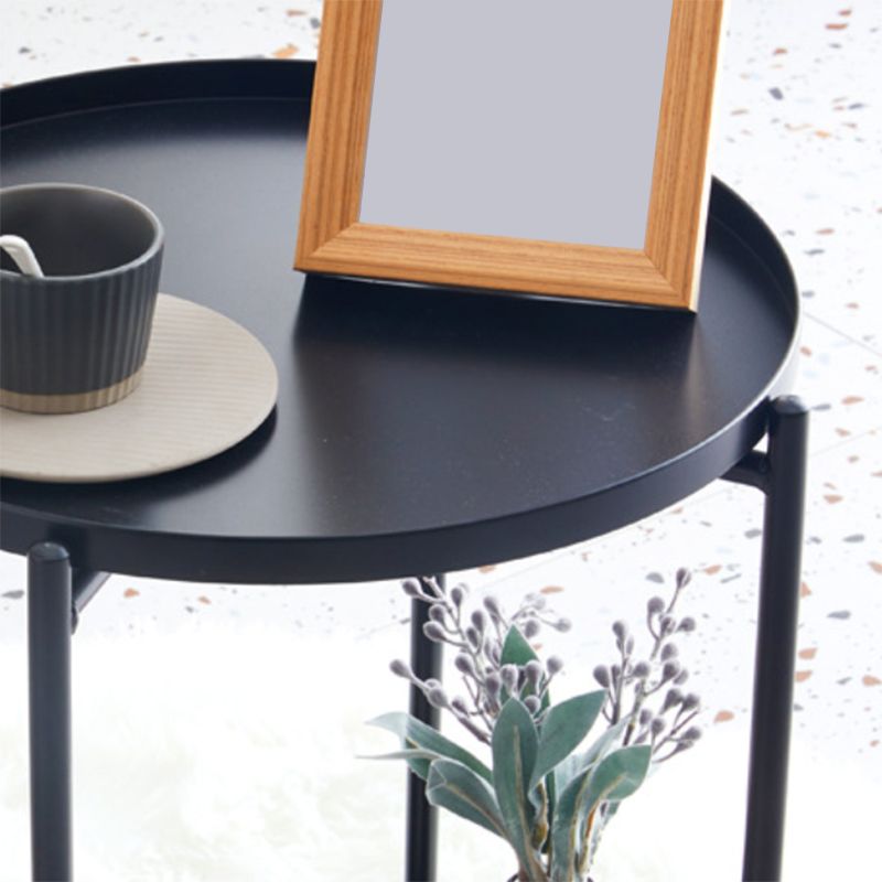 Mid-Century Modern Cross Legs Coffee Table with Round Top in Iron