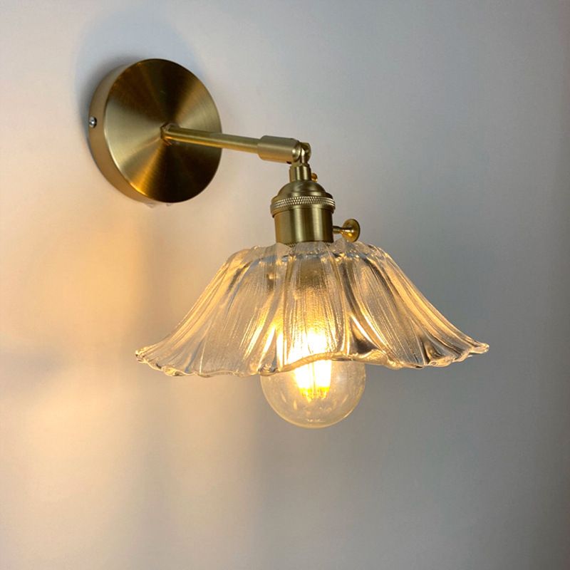 Sombra geométrica de 1 luces accesorios de iluminación de pared de vidrio de estilo industrial en latón