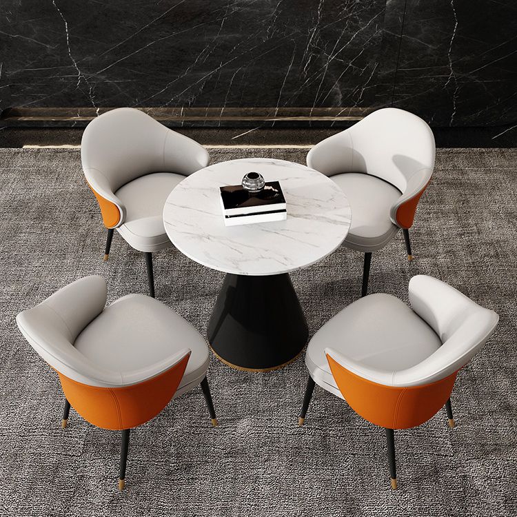 Metal Traditional Luxury Round Table Sintered Stone Top Indoor Table with Pedestal