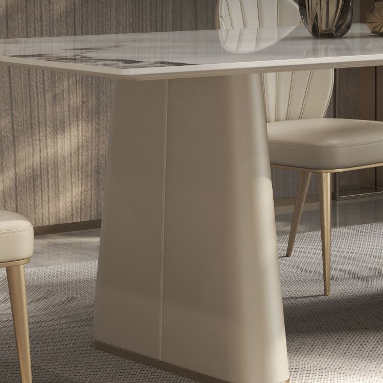 Nordic Style 1/4/5/7 Pieces Furniture Rectangle Stone Dining Table Set in White