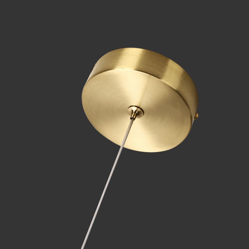 Messing schijf suspensie licht postmoderne getextureerde glazen led-droplamp met lederen band