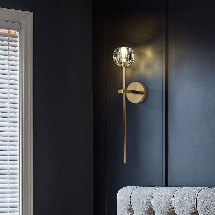 Gold Crystal Wall Lamp in Modern Luxury Style Copper Globe Wall Sconce for Bedroom