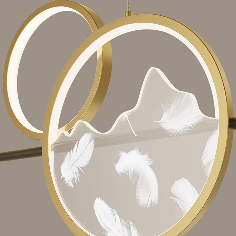 Luces geométricas de isla contemporánea iluminación de isla de metal en negro y dorado