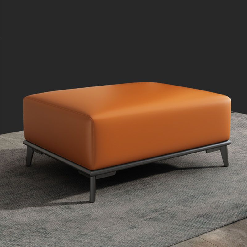 Home Contemporary Rectangular Ottoman Leather Foot Stool with Legs