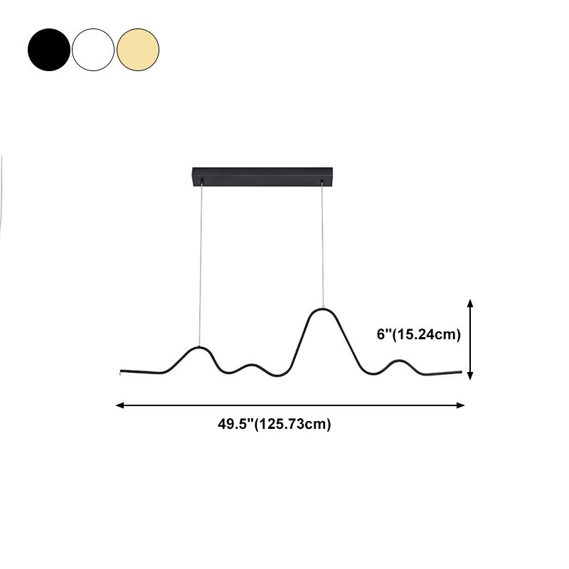 Creative Linear LED Island Lighting Fixture Modern Style Hanging Light for Dining Room