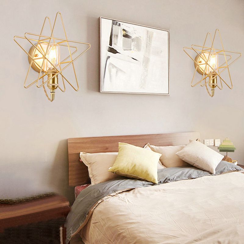 Modernist Wall Sconce Star-Shade Sconce Light with Metal for Bedroom