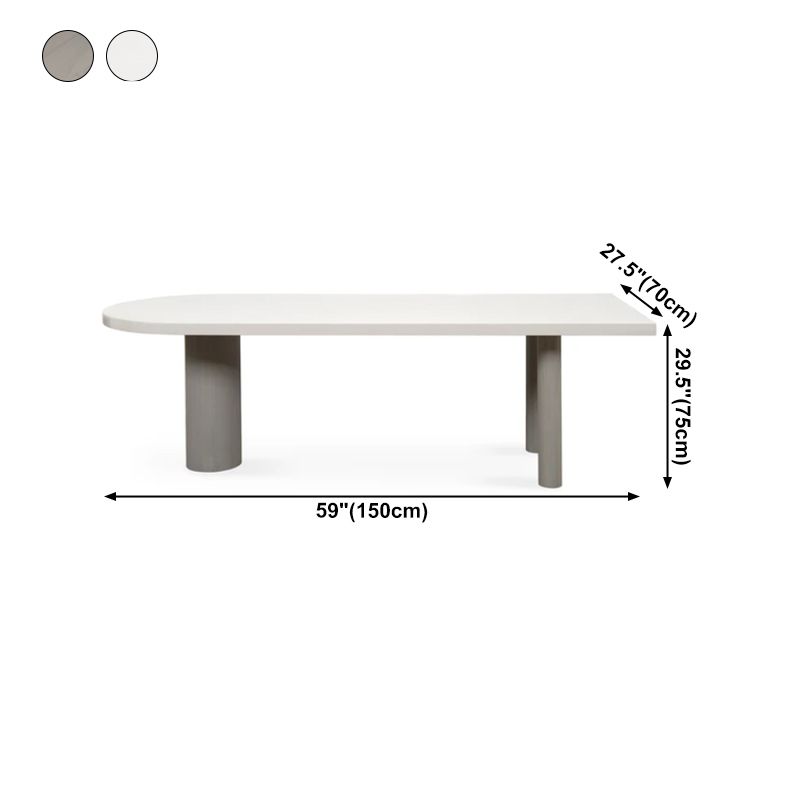 Free Form Modern Dining Table White Tone Fixed Table with 3 Legs for Dining Room